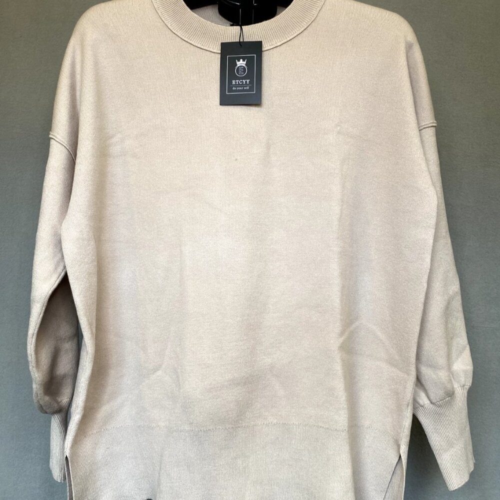 ETCYY Oversized Sweaters for Women. Long Sleeve Knit Top Medium, Beige. NWT's.